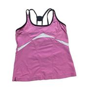 Nike pink running workout tank built in bra mesh cutouts womens Lg