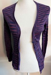 M by Missoni • Purple Mini Stripe Pattern Cardigan