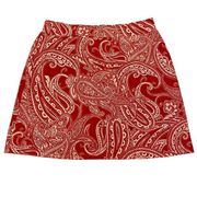 Susan Graver Weekend Red and White Paisley Skirt with Built in Shorts Size M