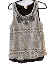 Daytrip Lace Overlay Embellished Tank - Size M