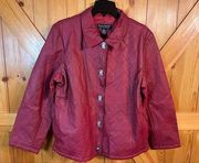 DIALOGUE DARK RED LEATHER LONG SLEEVE JACKET SIZE LARGE (2896)