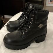 Vintage 90s Harley Davidson Platform Black Motorcycle Boots Woman’s Size 5.5