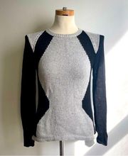 Helmut Lang Two-Tone Wavy Hi-Lo Sweater Gray Black Alpaca Blend Size P Petite