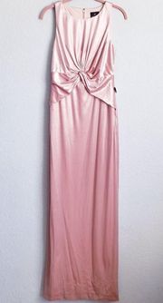 Adrianna Papell Pink Champagne Velvour Twisted Gown