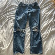 Abercrombie & Fitch Abercrombie Curve Love High Rise Distressed Mom Jeans