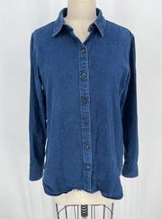 Filson Women's Long Sleeve Denim Shirt Sz M Indigo Blue Button Up