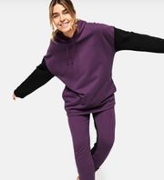 Purple and Black Colorblock Oversized Hoodie M