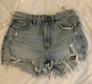 Abercrombie & Fitch Light Wash Distressed Mom Shorts