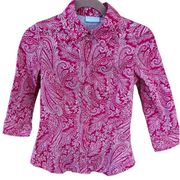 NEW York‎ and Company Pink Paisley Shirt XS