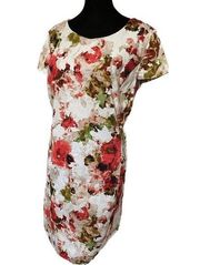 Liz Claiborne Women's Floral Cotton Cap Sleeve Back Zipper A-Line Dress Size 14