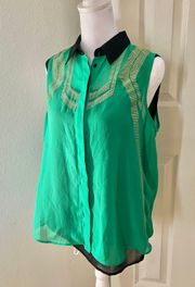 Two-piece green chiffon top 