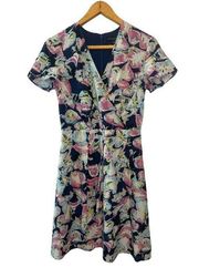 Slate & Willow Mixed Floral Printed Navy & Pink Dress Size 2