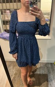 Blue And White Polka Dot Dress