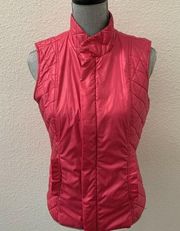 Lilly Pulitzer Pink Quilted Vest Size Small S Pockets Zipper Snaps HTF GORGEOUS