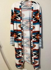 New Aztec Long Cardigan Sweater