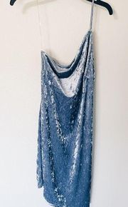 Charlotte Russe  Blue Velvet Dress - Size Large