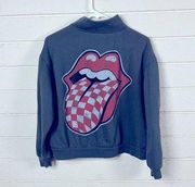 The Rolling Stones Quarter Zip Gray Sweatshirt M