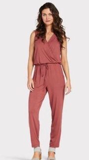 Michael stars sleeveless surplice jumpsuit in mauve size large