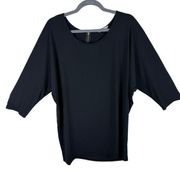 41 Hawthorn Stitch Fix Black 3/4 Dolman Sleeve Stretchy Jersey Knit Blouse Sz XL