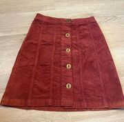 Pilcro and the Letterpress Anthropologie High Rise Corduroy Skirt Size 0