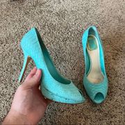 Christian Dior Peep Toe Tiffany Blue Heels Size 40