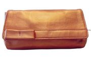 FURLA Refurbished Bag Leather Crossbody Detachable Strap Rose Gold Clutch Italy