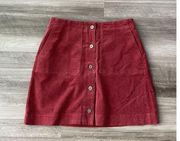 Uniqlo Maroon Micro Corduroy Skirt Size 6 Button Front Pockets B1
