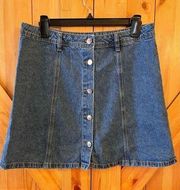 H&M Divided Women's Jeans Skirt Size 10 Blue Denim Button 100% Cotton