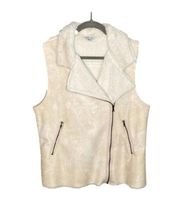 Naked Zebra Beige Faux Fur Zipper Vest M