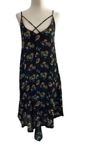 Rue 21 Women Size Small Summer Spring Sun Dress Floral Black #12