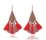 Boutique Pink & Coral Boho Tassel Fringe Earrings