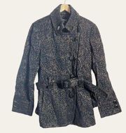 Roz & Ali Black Jacquard Belted Military Jacket Size XL