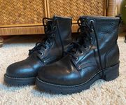 Vintage 90s Black Leather Combat Boots