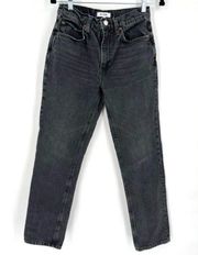 Re/Done Women's Whiskered Cotton Blended Straight Jeans Black Size 26
