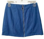 Sz S Chloe & Katie Blue Denim Zip Up Mini Skirt