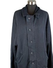 Three Dots Women Jacket XXL Washed Black Fleece Button Front Funnel Neck Pockets