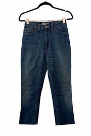 Acne Studios High Rise Jeans Frayed Hem Crop Blue Premium Denim Size 28
