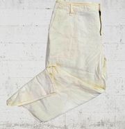 Eddie Bauer Cream Linen Crop Capri High Rise Wide Leg Women's Pants Size 12