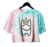 Black Matter T Shirt Cartoon Unicorn Spiral Tie Dye Raw Hem Double Sided Graphic