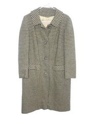 Vintage Pendleton wool topcoat gray cream houndstooth