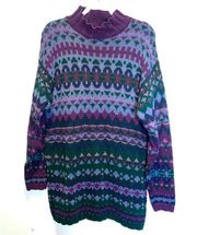 Vintage 90s L. L. Bean Women’s Fair Isle Geometric Sweater Oversized