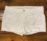 White Distressed Shorts 