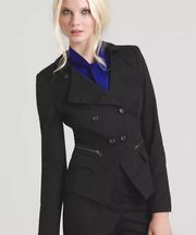 Rachel Zoe Black Kristen Double Breasted Zip Pocket Military Jacket Blazer Sz 2