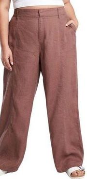 Athleta Cabo Retreat linen cropped wide leg pants 4P