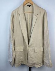 Quince Driftwood Tan Women's 100% European Flax Linen Weave Blazer