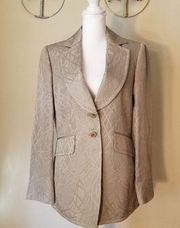 Linda Allard Ellen Tracy Taupe Silk Blazer Jacket Size 6