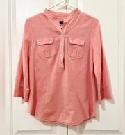 Talbots Pullover Petite Shirt Linen Blouse Size 8p Petite Casual Roll Sleeve