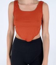 Seduction Burnt Orange Ribbed Knit Cropped Top Size Small