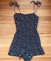 Reformation Navy Blue Floral Cammie Romper