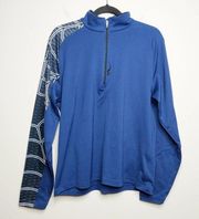 Spyder Half-zip Base Layer Top Pullover Blue Black Spiderweb M